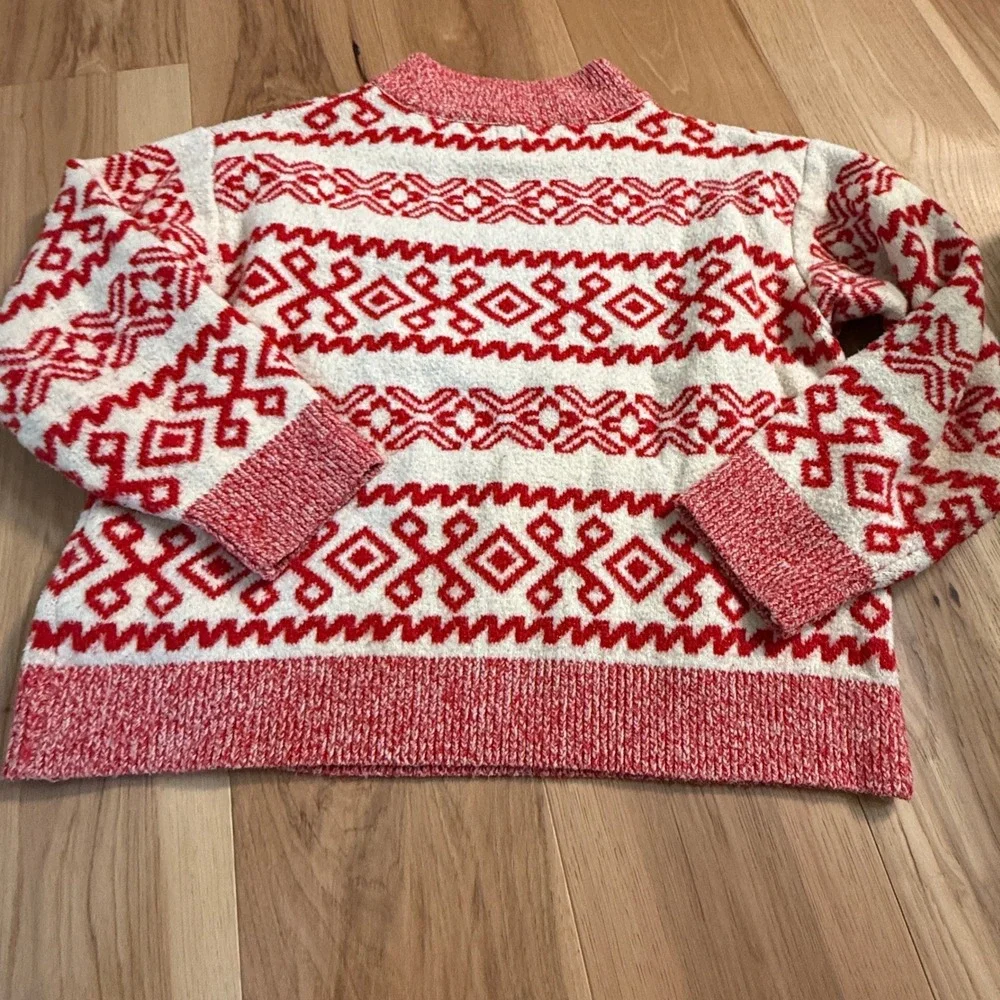 A New Day Pullover Sweater Womens XXL Red White Apres Ski Oversized Chunky Knit